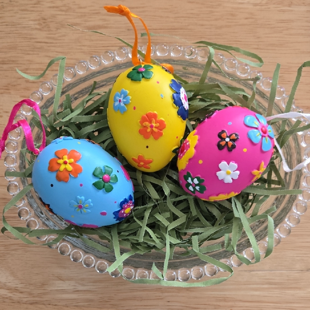 Vintage Three Hand Painted Easter Eggs